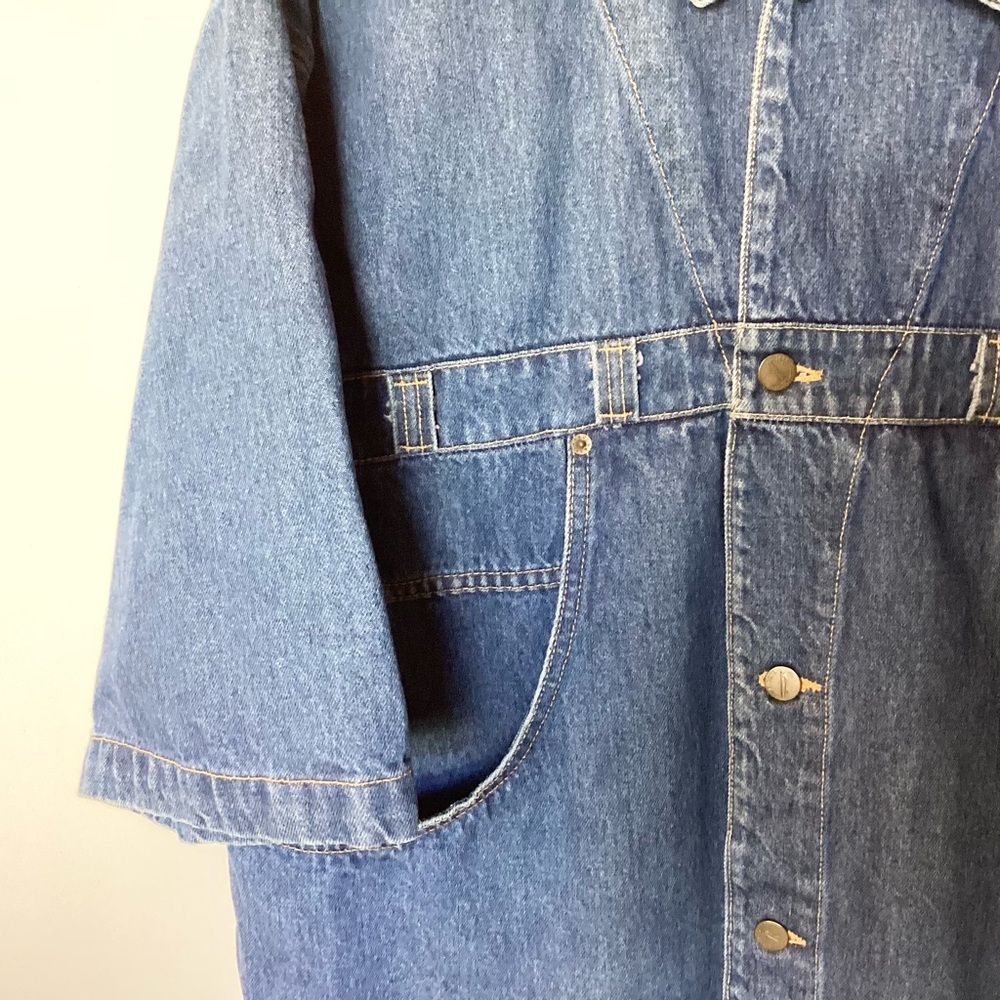 Vintage Karl Kani Short Sleeve Denim Button Up Shirt 90s 2Pac Streetwear - L - Picture 5 of 10